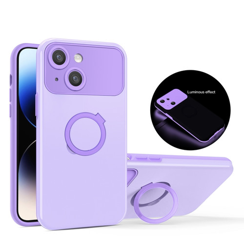 iPhone 14 Luminous Series Ring Holder Phone Case - Purple