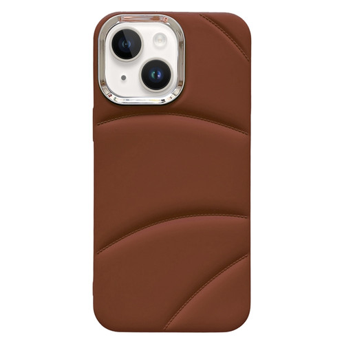 iPhone 14 Electroplating Liquid Down Jacket TPU Phone Case - Brown