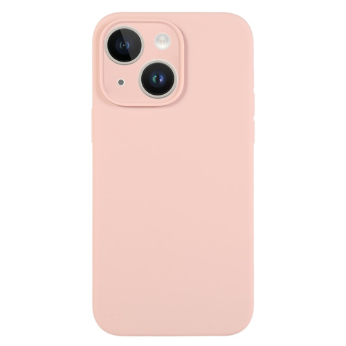 iPhone 14 Pure Color Liquid Silicone Fine Pore Phone Case - Sand Pink