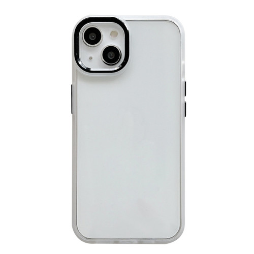 iPhone 14 Clear Acrylic Soft TPU Phone Case with Metal Button - White