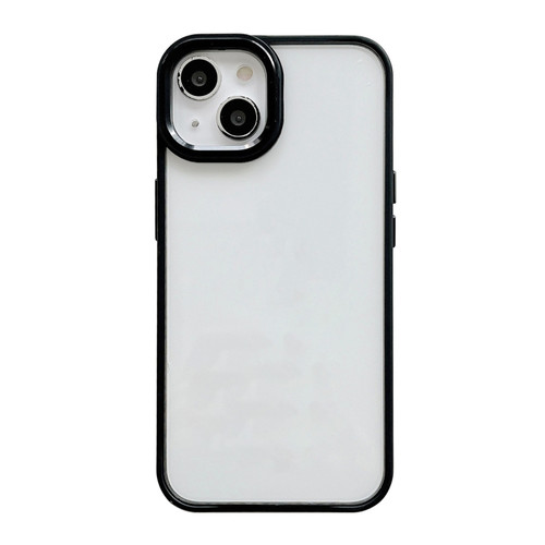 iPhone 14 Clear Acrylic Soft TPU Phone Case with Metal Button - Black