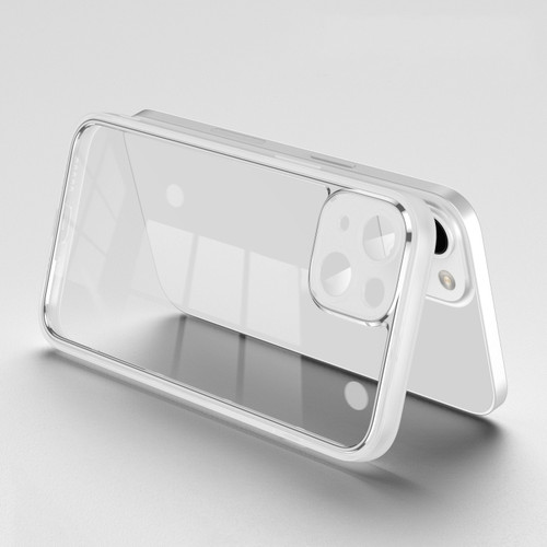 iPhone 14 Electroplated PC Transparent Phone Case - White