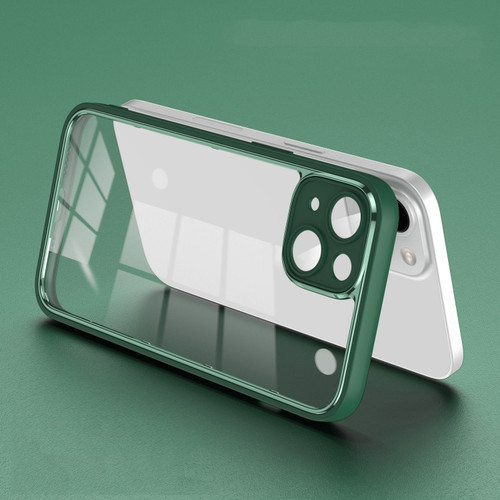 iPhone 14 Electroplated PC Transparent Phone Case - Green
