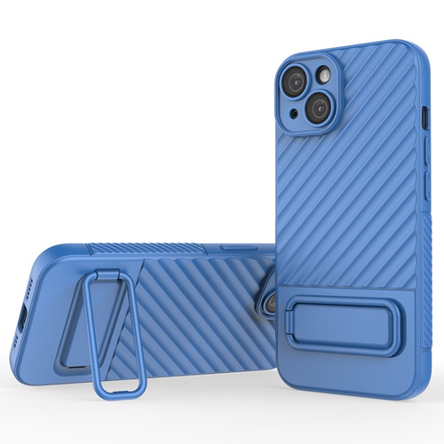 iPhone 14 Wavy Texture TPU Phone Case with Lens Film - Blue
