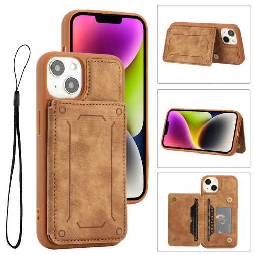 iPhone 14 Dream Magnetic Back Cover Card Wallet Phone Case - Brown