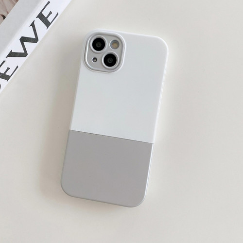 iPhone 14 3 in 1 Liquid Silicone Phone Case - White + Silver