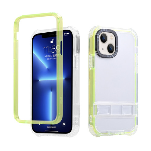 iPhone 14 2 in 1 360 Invisible Holder Phone Case - Yellow