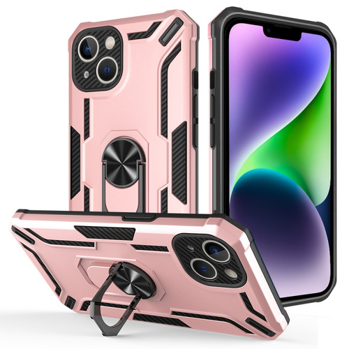 iPhone 14 Warship Armor 2 in 1 Shockproof Phone Case - Rose Gold
