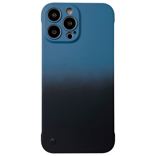 iPhone 14 Frameless Skin Feel Gradient Phone Case - Blue + Black