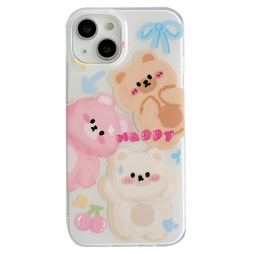 iPhone 14 IMD Cute Animal Pattern Phone Case - Bear