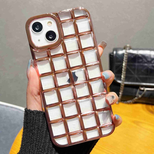 iPhone 14 3D Grid Phone Case - Rose Gold