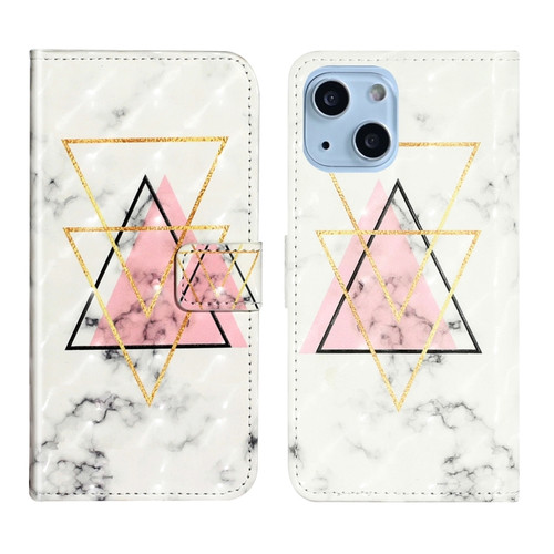 iPhone 14 3D Drawing Leather Phone Case  - Triangular Marble