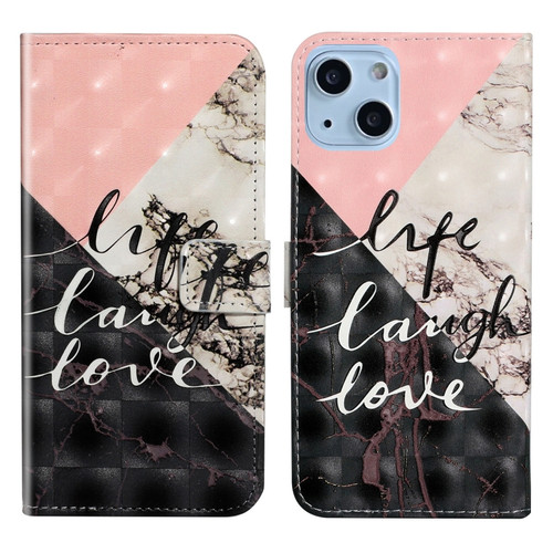 iPhone 14 3D Drawing Leather Phone Case  - Stitching Marble