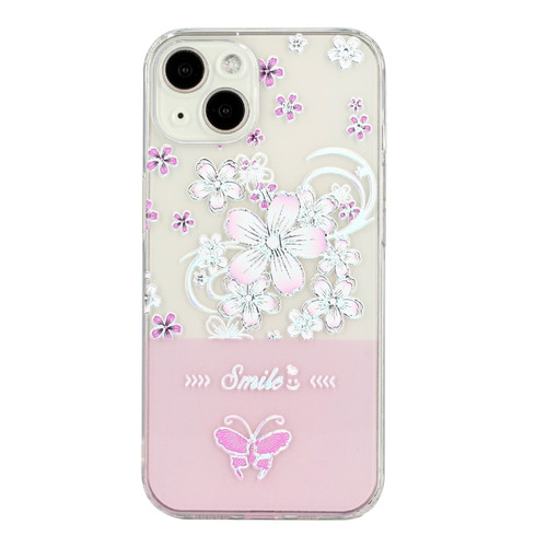 iPhone 14 Bronzing Butterfly Flower TPU Phone Case  - Cherry Blossoms