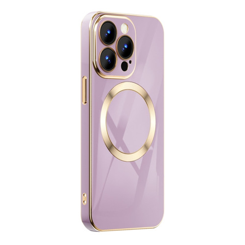 iPhone 14 6D Gold Plated Magsafe Magnetic Phone Case  - Purple