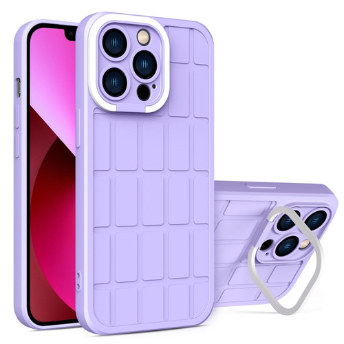 iPhone 14 Cube Lens Holder TPU + PC Phone Case  - Purple