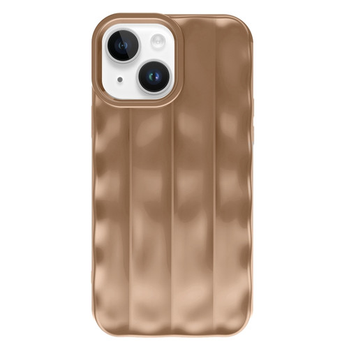 iPhone 14 3D Stripe TPU Phone Case - Chocolate Color