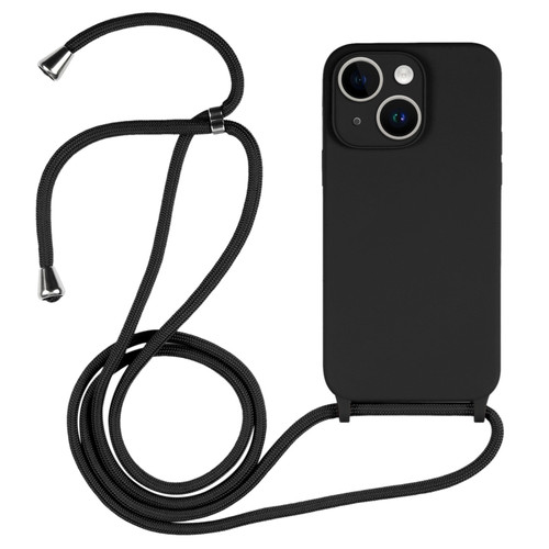 iPhone 14 Crossbody Lanyard Liquid Silicone Case - Black