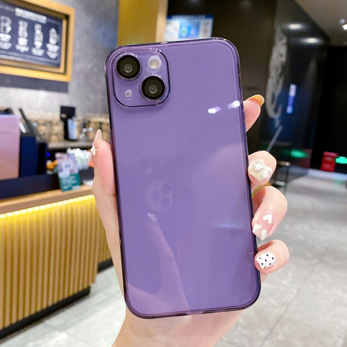 iPhone 14 Lens Protection Transparent TPU Phone Case - Purple