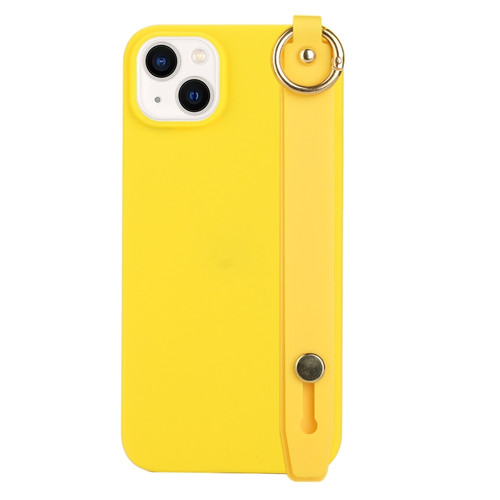 iPhone 14 Wrist Strap Holder TPU Phone Case - Yellow