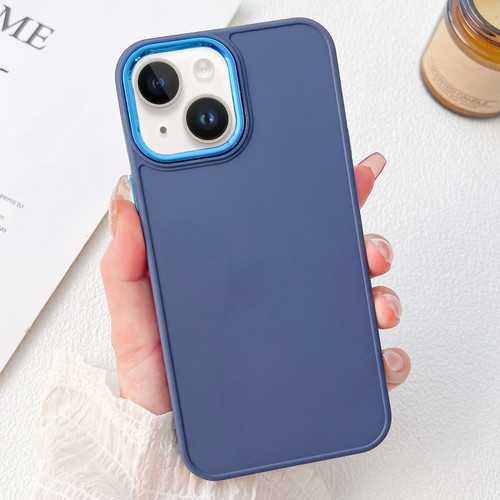 iPhone 14 Electroplated Grooved Skin Fee Phone Case - Dark Blue