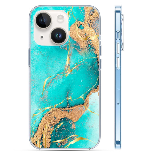 iPhone 14 Coloured Glaze Marble Phone Case - Green Gilt