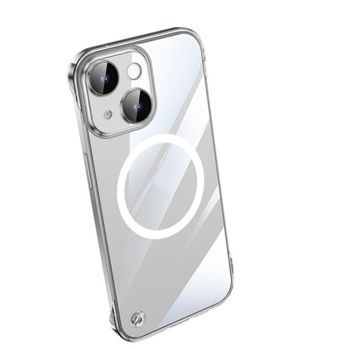 iPhone 14 Electroplating Frameless Magsafe Magnetic PC Phone Case - Transparent