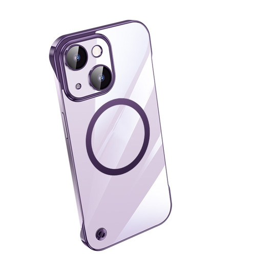 iPhone 14 Electroplating Frameless Magsafe Magnetic PC Phone Case - Deep Purple
