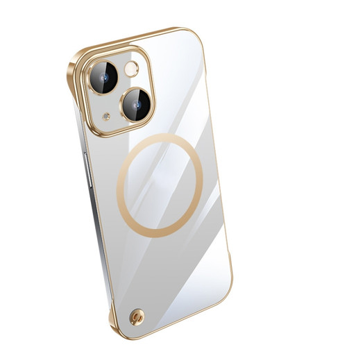 iPhone 14 Electroplating Frameless Magsafe Magnetic PC Phone Case - Gold