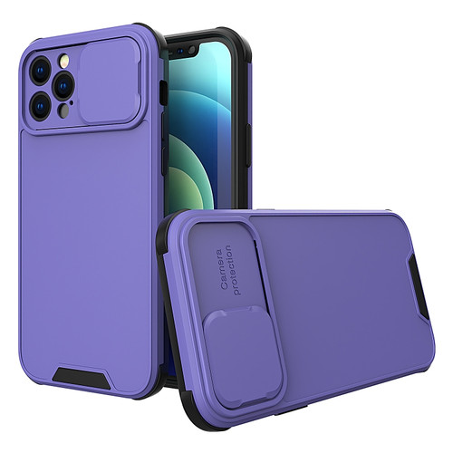 iPhone 14 Sliding Camera Cover Design PC + TPU Phone Case - Purple