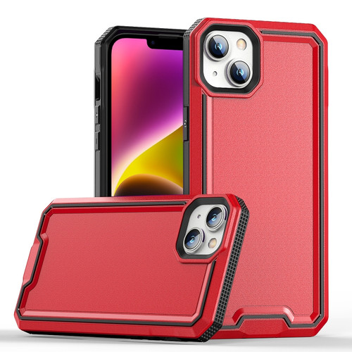 iPhone 14 Armour Two-color TPU + PC Phone Case - Red+Black