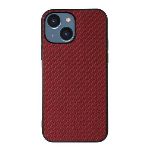 iPhone 14 Carbon Fiber Texture Phone Case  - Red