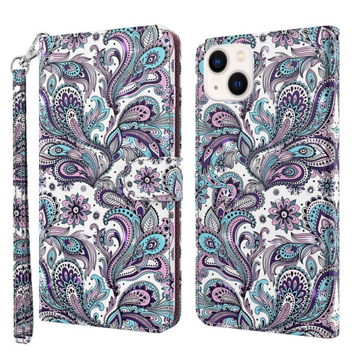 iPhone 14 3D Painting Pattern Flip Leather Phone Case  - Swirl Pattern