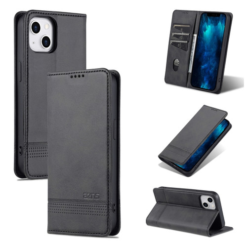 iPhone 14 AZNS Magnetic Calf Texture Flip Leather Phone Case  - Black