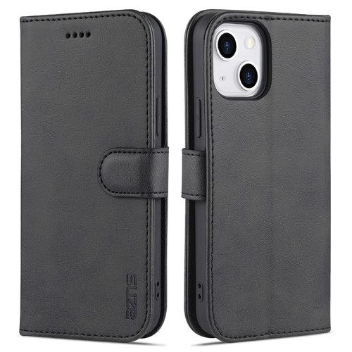 iPhone 14 AZNS Skin Feel Calf Texture Horizontal Flip Leather Case  - Black