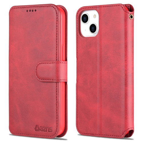 iPhone 14 AZNS Calf Texture Flip Leather Phone Case  - Red