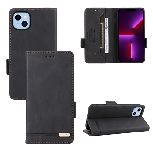 iPhone 14 Magnetic Clasp Leather Phone Case  - Black