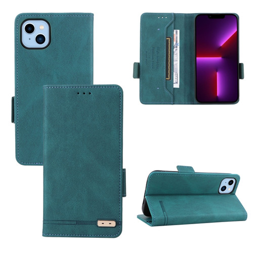 iPhone 14 Magnetic Clasp Leather Phone Case  - Green