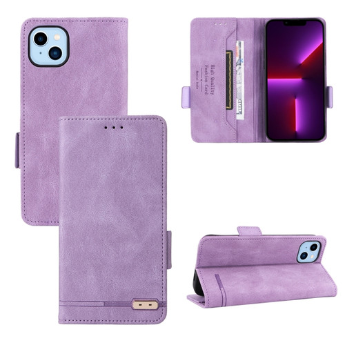 iPhone 14 Magnetic Clasp Leather Phone Case  - Purple