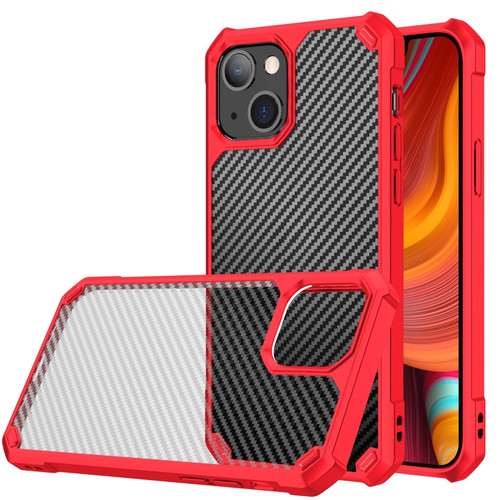 iPhone 14 Carbon Fiber Acrylic Shockproof Phone Case  - Red