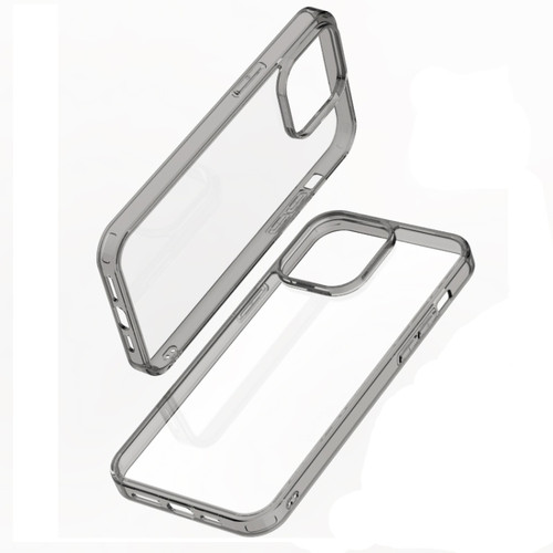 iPhone 14 Transparent Tempered Glass TPU Phone Case  - Black