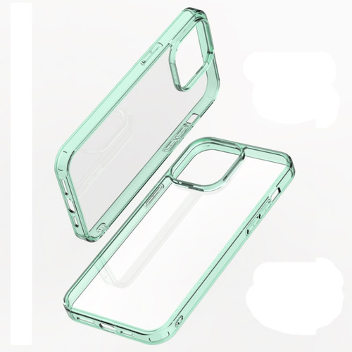 iPhone 14 Transparent Tempered Glass TPU Phone Case  - Green