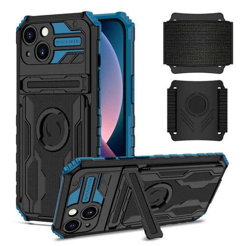 iPhone 14 Kickstand Detachable Armband Phone Case  - Blue