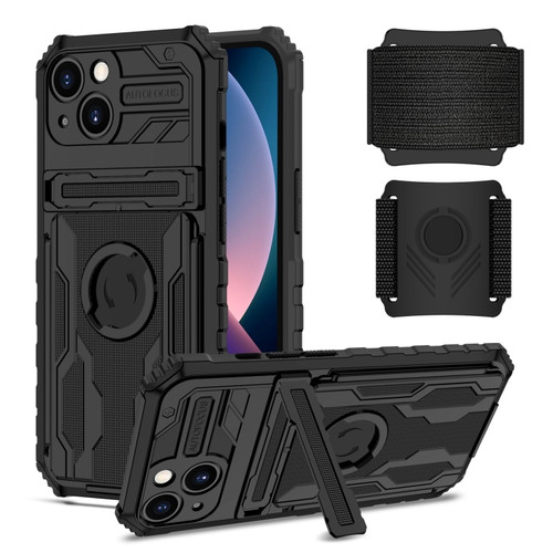 iPhone 14 Kickstand Detachable Armband Phone Case  - Black