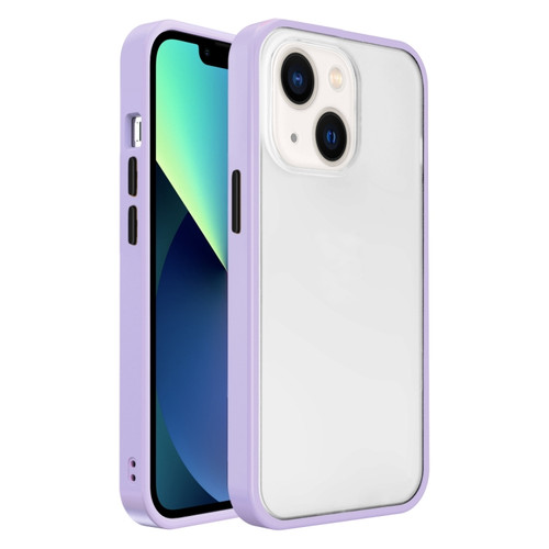 iPhone 14 Frosted Skin Feel PC Contrast Color Button Phone Case  - Purple