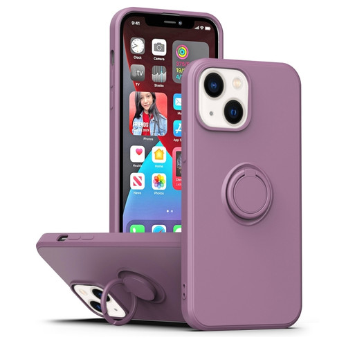 iPhone 14 Ring Kickstand Silicone Phone Case  - Dark Purple