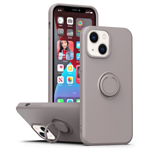 iPhone 14 Ring Kickstand Silicone Phone Case  - Khaki