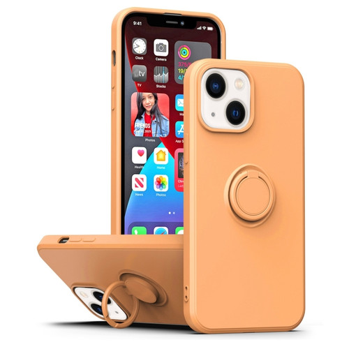 iPhone 14 Ring Kickstand Silicone Phone Case  - Orange