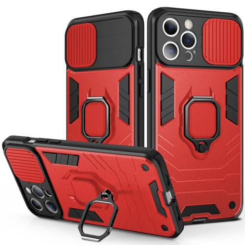 iPhone 14 Sliding Camera Cover Design TPU + PC Phone Case  - Red