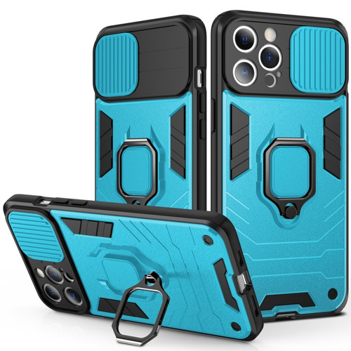 iPhone 14 Sliding Camera Cover Design TPU + PC Phone Case  - Sky Blue